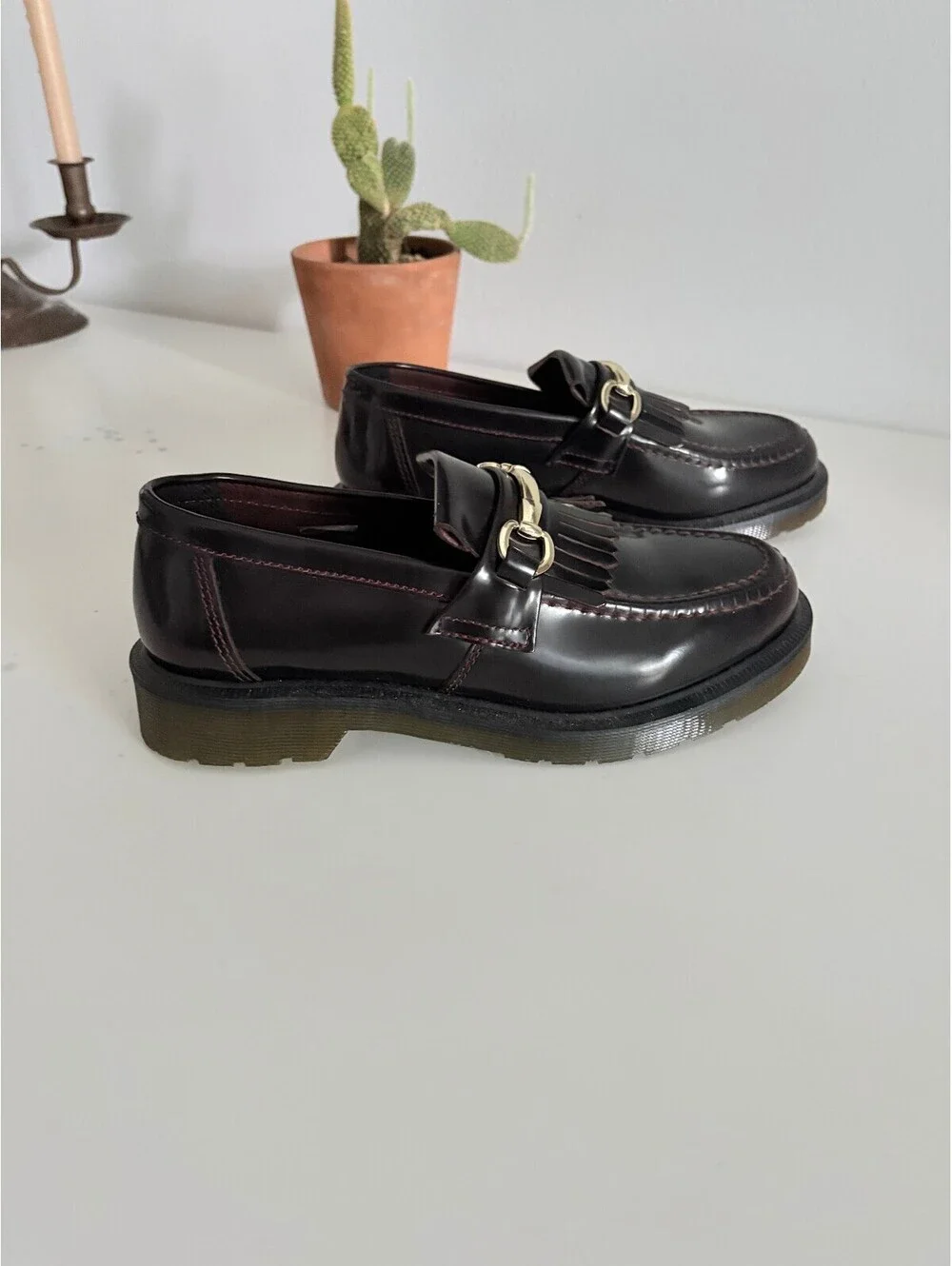 NEW Dr. Martens Loafers Adrian Snaffle Smooth Leather Kiltie Cherry Red M: 7 W:8